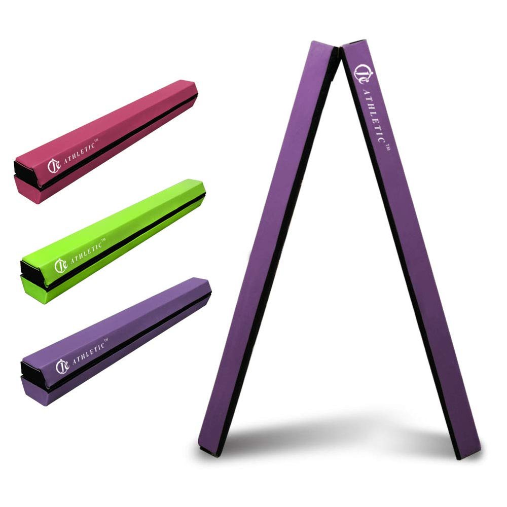 8FT Balance Beam Folding Floor Gymnastic Equipment for Kids toddler Girls Adults Training Practice at Home,Wood Core with Foam Top and Side Covered with Non-Slip PVC
