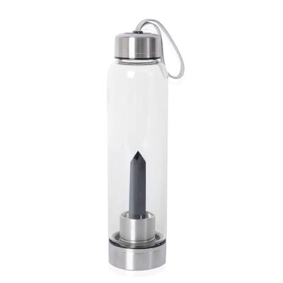 SHOP LC DELIVERING JOY Crystal Water Bottle Glass Clear Quartz with Spiritual Energy Stainless Steel Perfect for Yoga Meditation Healing Stones Birthday Christmas Gifts