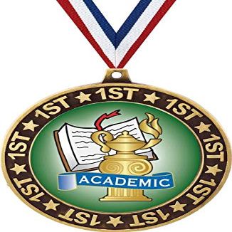 Academic 1st Place Perimeter Medal Gold, 2.75" Kids Academic Prizes, Kids Education Trophy Medal Awards 50 Pack Prime