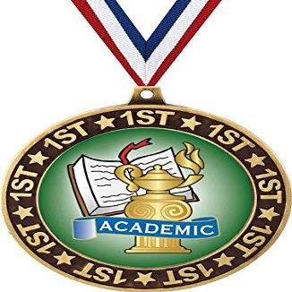 Academic 1st Place Perimeter Medal Gold, 2.75" Kids Academic Prizes, Kids Education Trophy Medal Awards 50 Pack Prime