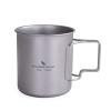 usharedo Titanium Coffee Mug Titanium Pots Titanium Cup with Foldable Handle Outdoor Camping Water Mug Tableware 14.3oz/420ml Ti1518B view 1