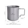 usharedo Titanium Coffee Mug Titanium Pots Titanium Cup with Foldable Handle Outdoor Camping Water Mug Tableware 14.3oz/420ml Ti1518B view 2