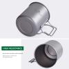 usharedo Titanium Coffee Mug Titanium Pots Titanium Cup with Foldable Handle Outdoor Camping Water Mug Tableware 14.3oz/420ml Ti1518B view 3