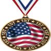 American Flag 1st Place Perimeter Medal Gold, 2.75" USA Flag Prizes, Kids Patriotic Trophy Medal Awards 50 Pack Prime view 1
