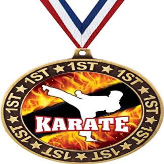 Karate 1st Place Perimeter Medal Gold, 2.75" Karate Martial Arts Prizes, Kids Karate Trophy Medal Awards 10 Pack Prime