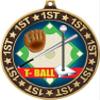 T-Ball 1st Place Perimeter Medal Gold, 2.75" Youth Baseball Tball Prizes, Kids T-Ball Trophy Medal Awards 10 Pack Prime view 2