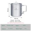 usharedo Titanium Cup Portable Camping Picnic Water Cup with Lid Outdoor Ultralight Camping Drinking Cup Mug Picnic Cutlery Cookware Ti3025d view 2