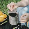 usharedo Titanium Cup Portable Camping Picnic Water Cup with Lid Outdoor Ultralight Camping Drinking Cup Mug Picnic Cutlery Cookware Ti3025d view 3