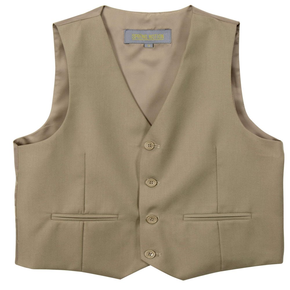 Spring Notion Boys' Suit Vest Waistcoat 10 Khaki-C