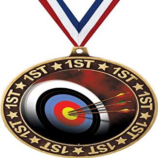 Archery 1st Place Perimeter Medal Gold, 2.75" Archery Board Prizes, Kids Archery Target Trophy Medal Awards 50 Pack Prime