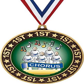 Chorus 1st Place Perimeter Medal Gold, 2.75" Chorus Music Prizes, Kids Chorus Trophy Medal Awards 100 Pack Prime