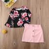 Toddler Baby Girl Clothes Floral Shirt Blouse Tops Mini Pencil Skirt Spring T Shirt Outfit Sets 2PCS (Flower top Pink Skirt, 12-18 Months) view 3