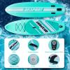 AKSPORT 10'6"32"6" Inflatable Stand Up Paddle Board with Premium Non-Slip Deck,Travel Backpack,Adjustable Paddle,Pump,Leash for Youth & Adult Ultra-Light Surfing SUP Boards Mint Green view 4