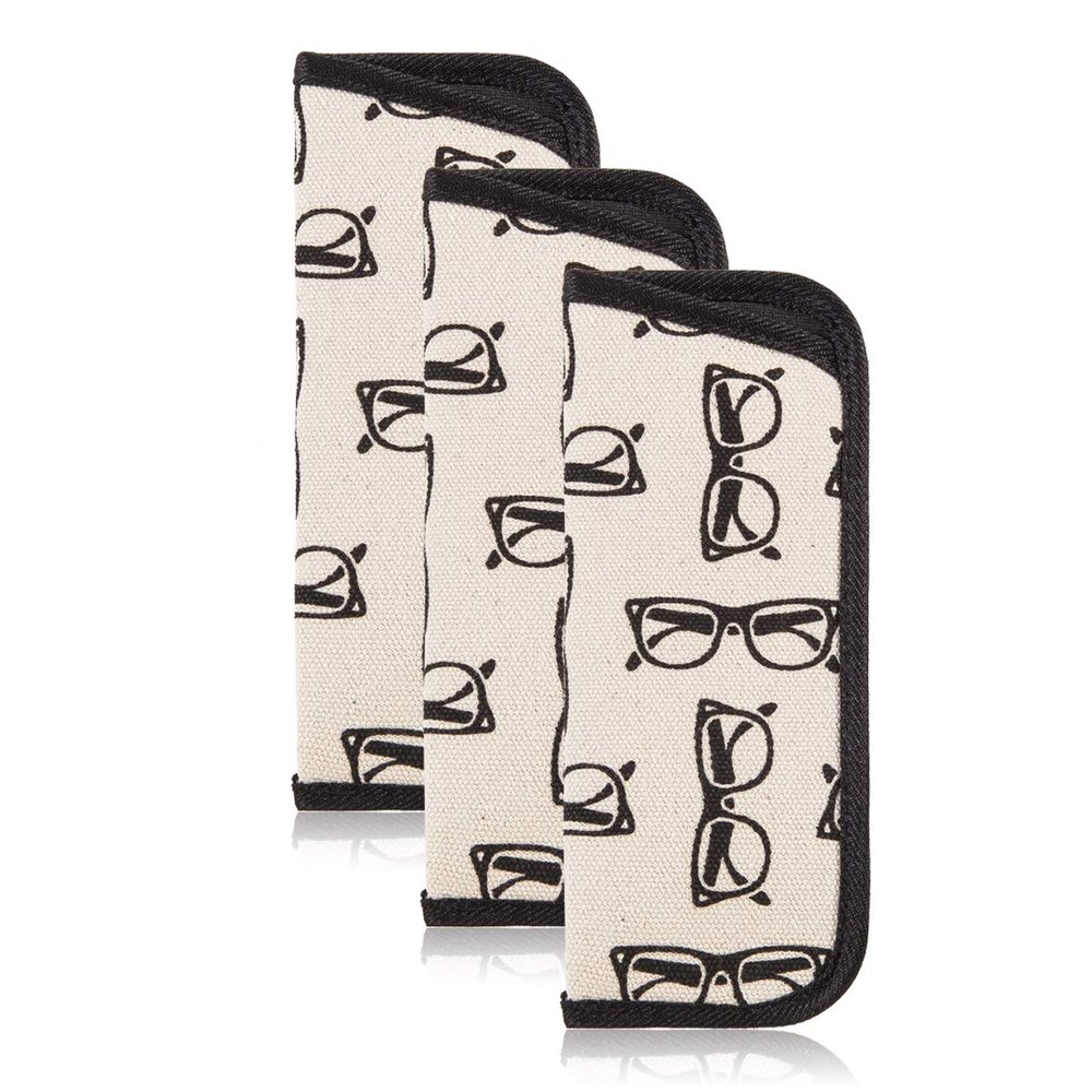 TRIUMPH VISION 3 Pack Reading Glasses Pouch - Soft Eyeglasses Bag Neoprene Portable Holder Slim Sunglasses Sleeve Eyewear Case