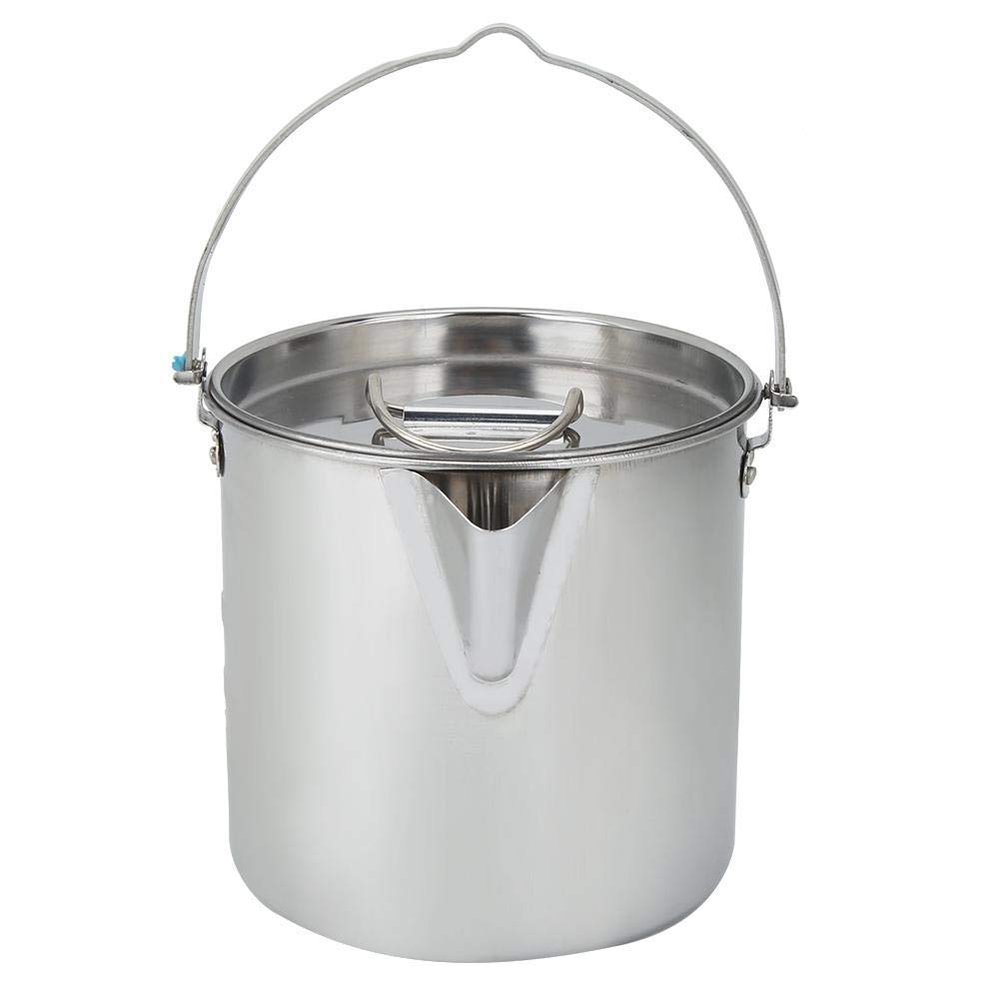 Yosoo 1.2L Portable Stainless Steel Outdoor Camping Hiking Hanging Water Pot Kettle Coffee Pot Kitchenware