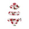 3Pcs/Set Newborn Baby Girls Swimsuit Bowknot Crop Top Shorts Hat Swimwear Bikini Bathing Suit Set 0-24M (Red, 18-24M) view 1