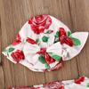 3Pcs/Set Newborn Baby Girls Swimsuit Bowknot Crop Top Shorts Hat Swimwear Bikini Bathing Suit Set 0-24M (Red, 18-24M) view 3