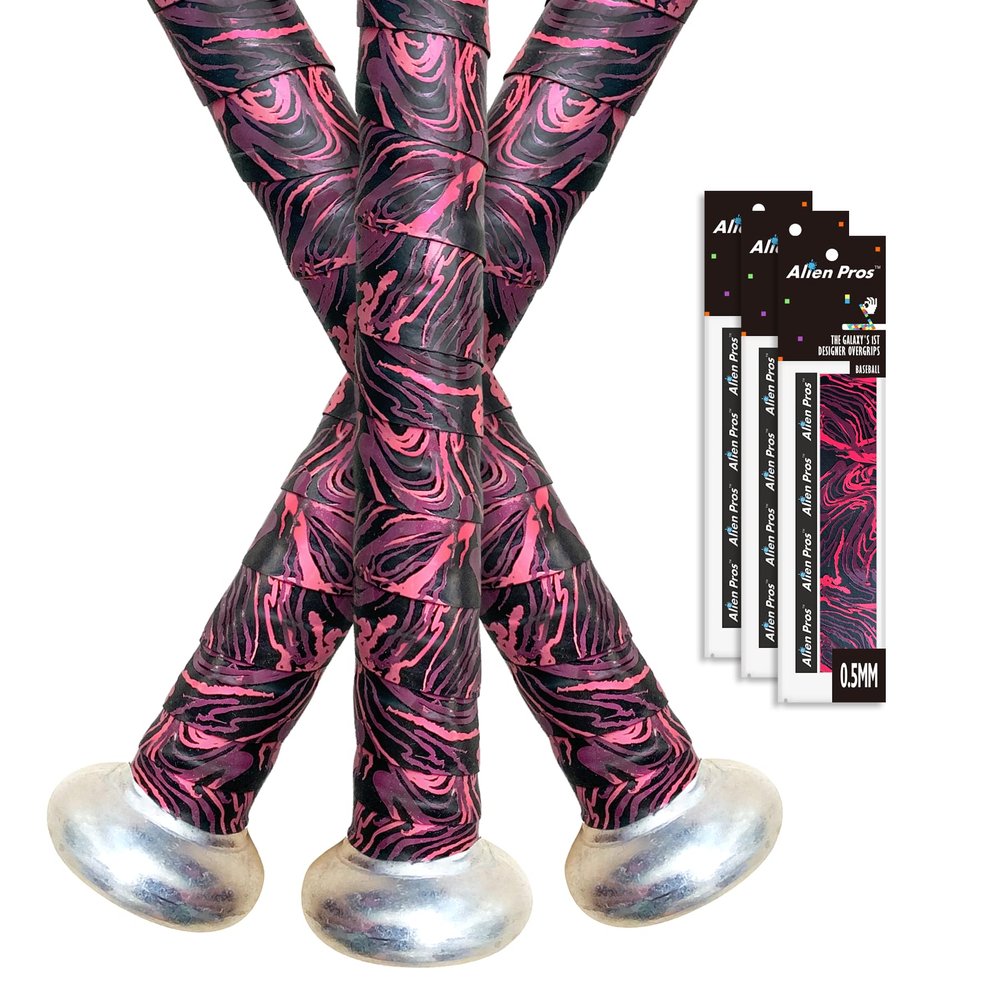 ALIEN PROS Bat Grip Tape 0.5MM for Baseball and Softball (3-Pack)  Non-Slip Easy to Install Bat Tape  Perfect Baseball bat Grip for Aluminum or Wood bat Grip (3-Pack, Fire)