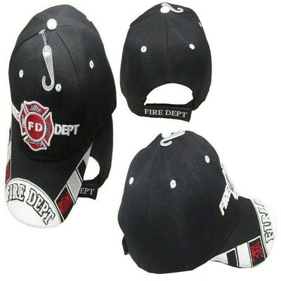 Trade Winds Fire Department Dept Emblem Scripture Shadow Black Embroidered Cap CAP652 Hat