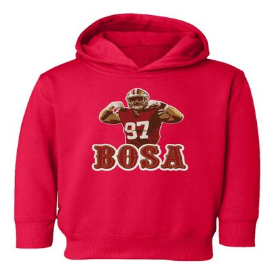 Baku Apparel San Francisco Fans Nick Bosa Bosa PIC Little Kids Girls Boys Toddler Hooded Sweatshirt (Red, 2T)
