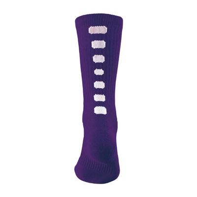 Augusta Sportswear Color Block Crew Socks, Purple/White, XL