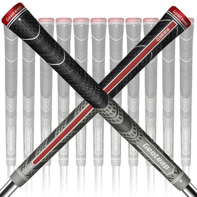 Geoleap Golf Grips Set of 13- Back Rib Improved ControlMulti Compound Rubber And Cord Hybrid Golf Club Grips, Standard/Mdisize, 5 Colors Optional. (Standard, Gray)