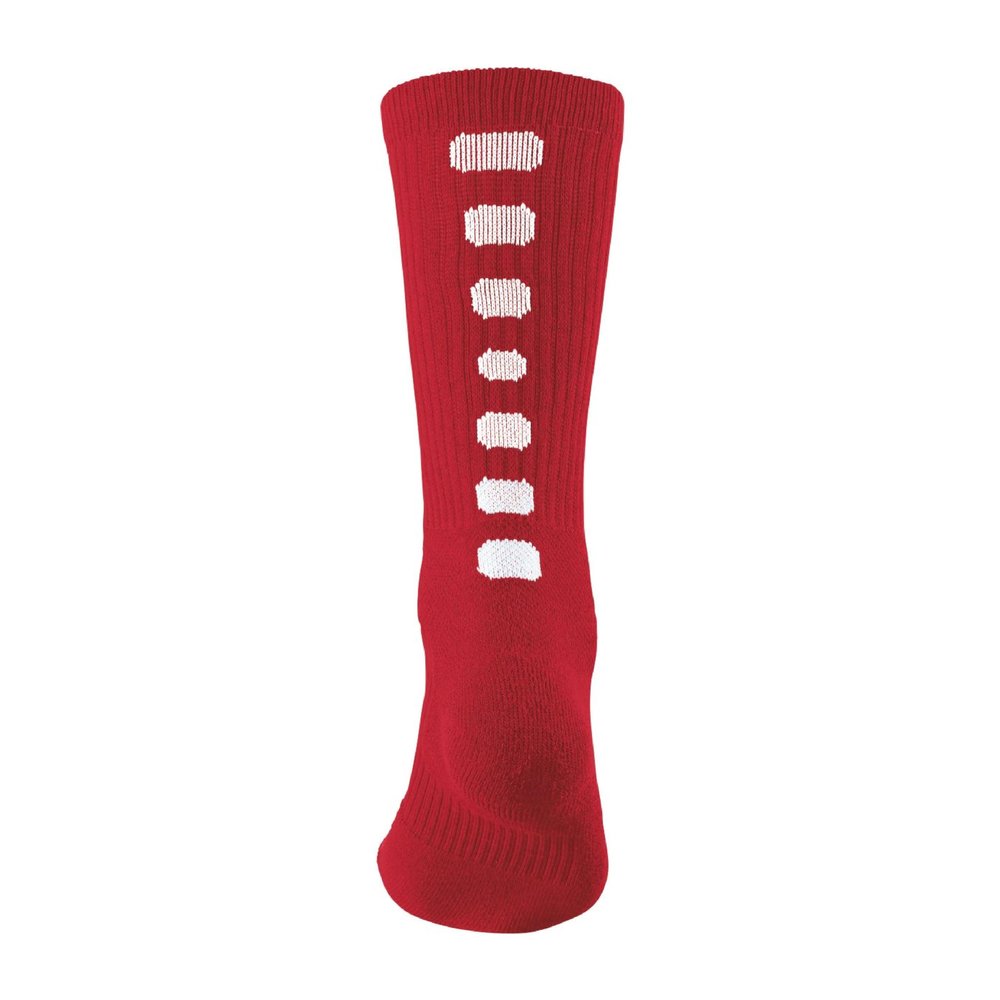 Augusta Sportswear Color Block Crew Socks, Red/White, M