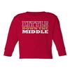 Baku Apparel San Francisco Down The Middle Kittle Little Kids Girls Boys Long Sleeve Toddler T-Shirt (Red, 4T) view 1