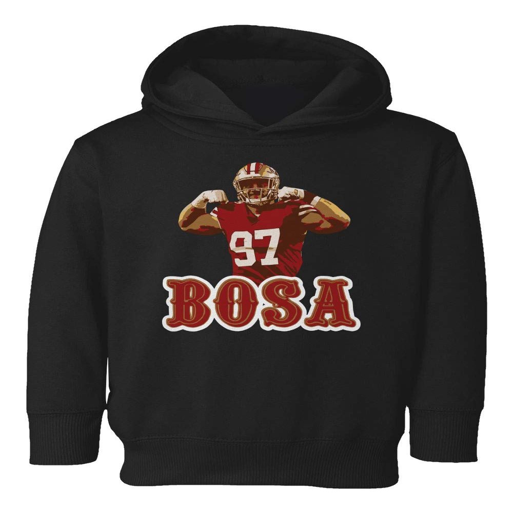Baku Apparel San Francisco Fans Nick Bosa Bosa PIC Little Kids Girls Boys Toddler Hooded Sweatshirt (Black, 5T)
