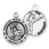 Saint Sebastian Round Sterling Silver Martial Arts Male Athlete Medal | 1.0" x 0.8" (25mm x 20mm) | Velvet Gift Box | 24" Rhodium Plated Endless Curb Chain | .925 Sterling Silver | Martial Arts view 3