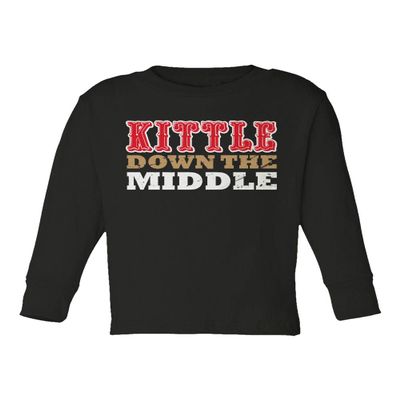 Baku Apparel San Francisco Down The Middle Kittle Little Kids Girls Boys Long Sleeve Toddler T-Shirt (Black, 3T)
