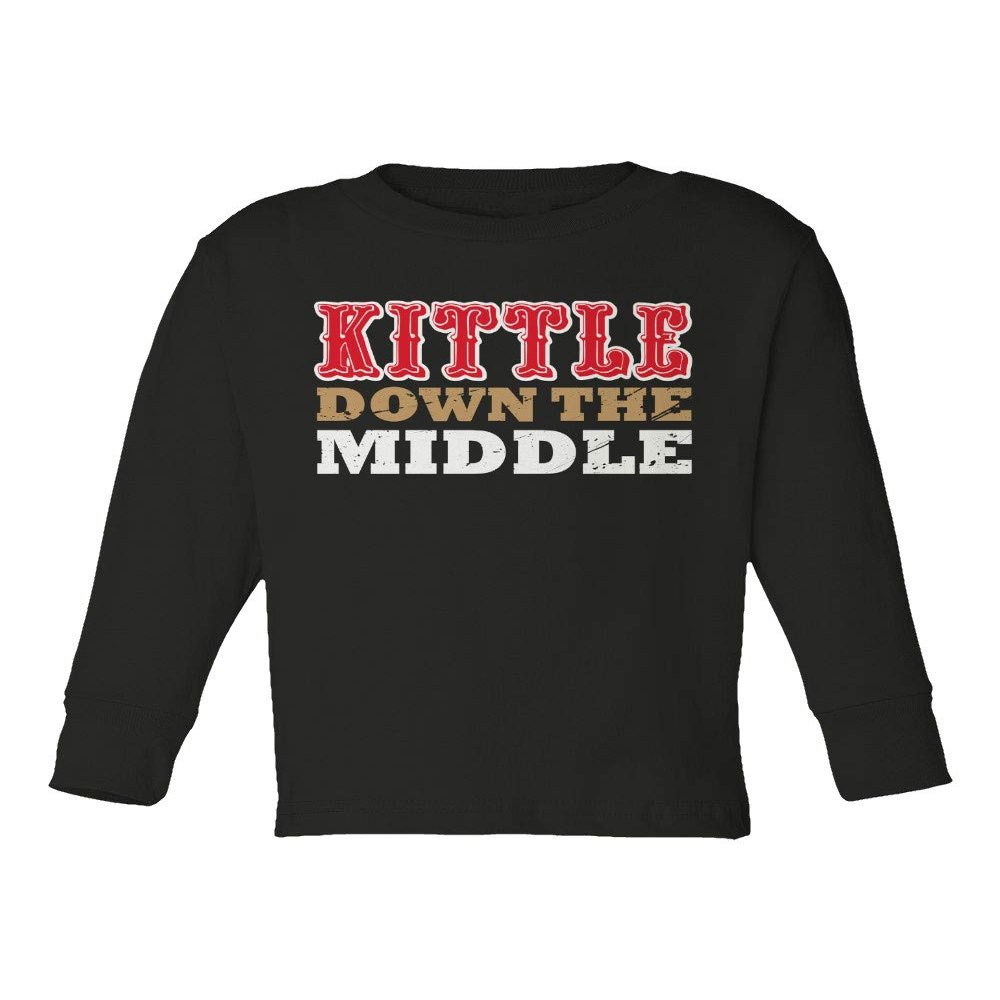 Baku Apparel San Francisco Down The Middle Kittle Little Kids Girls Boys Long Sleeve Toddler T-Shirt (Black, 3T)
