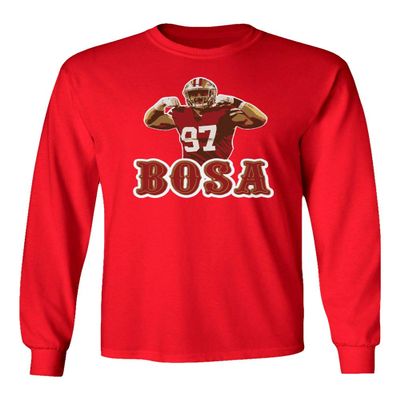 Baku Apparel San Francisco Fans Nick Bosa Bosa PIC Men's Long Sleeve T-Shirt (Red, XX-Large)