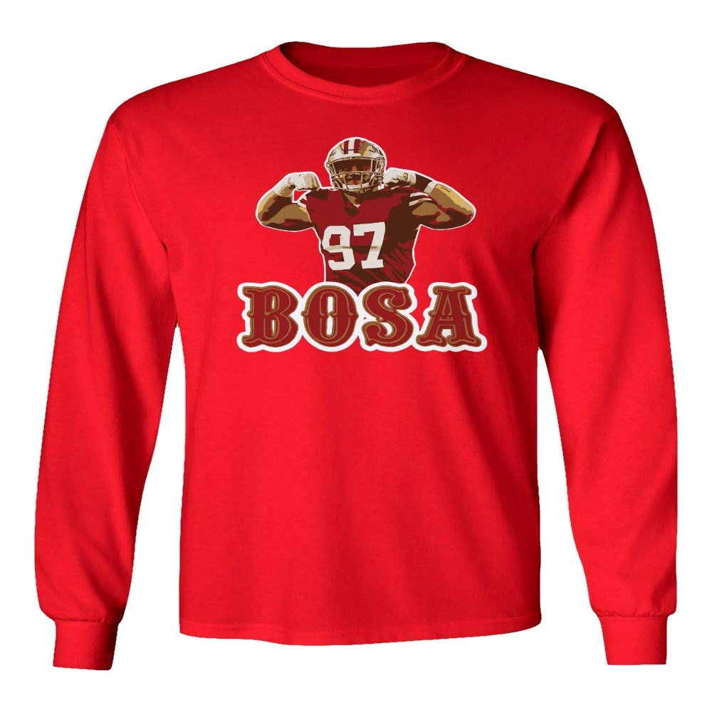 Baku Apparel San Francisco Fans Nick Bosa Bosa PIC Men's Long Sleeve T-Shirt (Red, XX-Large)