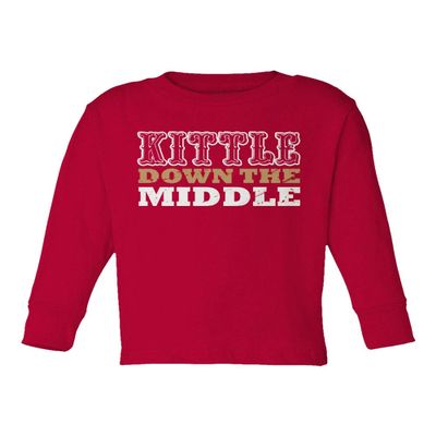 Baku Apparel San Francisco Down The Middle Kittle Little Kids Girls Boys Long Sleeve Toddler T-Shirt (Red, 5T)