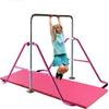 Athletic Bar Monkey Bar Horizontal Bars Children Junior Training Play Height Adjustable Folding Balance Bar Pink with 6' x 2' Gymnastic Mat view 1