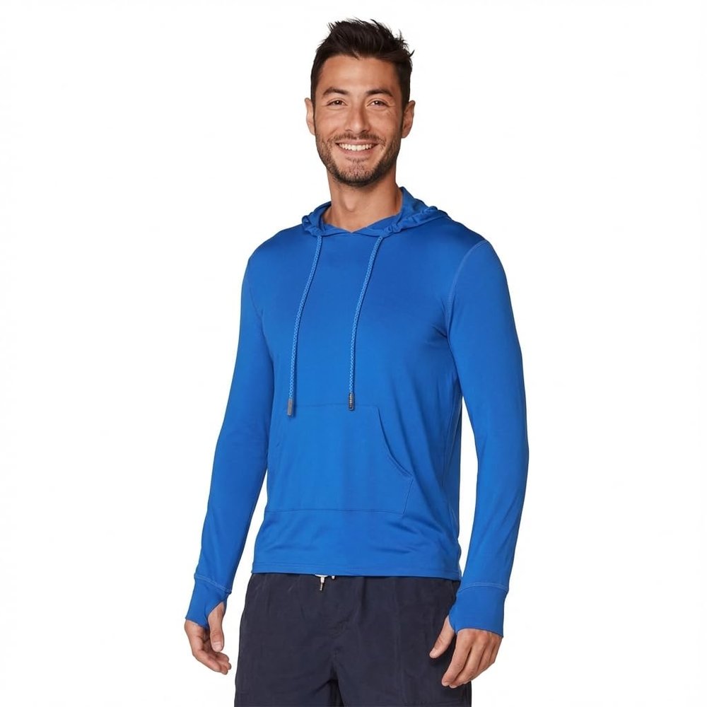INGEAR Mens UPF 50+ Sun Hoodie  Lightweight UV Protection Shirt with Pocket, Quick-Dry SPF Rashguard for Fishing, Running, Hiking & Swimming Royal Blue