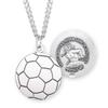 Saint Sebastian Sterling Silver Soccer Athlete Medal | 1.0" x 0.8" (25mm x 21mm) | Made in USA | Deluxe Velvet Gift Box | 24" Rhodium Plated Endless Curb Chain | .925 Sterling Silver | Soccer view 1