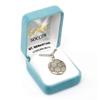 Saint Sebastian Sterling Silver Soccer Athlete Medal | 1.0" x 0.8" (25mm x 21mm) | Made in USA | Deluxe Velvet Gift Box | 24" Rhodium Plated Endless Curb Chain | .925 Sterling Silver | Soccer view 2