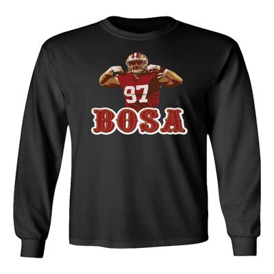 Baku Apparel San Francisco Fans Nick Bosa Bosa PIC Men's Long Sleeve T-Shirt (Black, XX-Large)