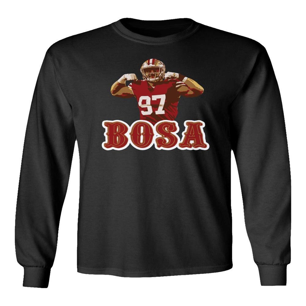 Baku Apparel San Francisco Fans Nick Bosa Bosa PIC Men's Long Sleeve T-Shirt (Black, XX-Large)