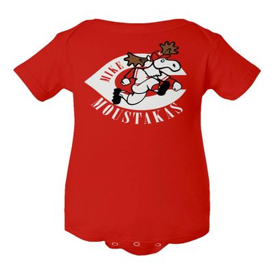 Baku Apparel Cincinnati Fans Mike Moose Old Logo Little Infant Baby Short Sleeve Bodysuit (Red, 12M)