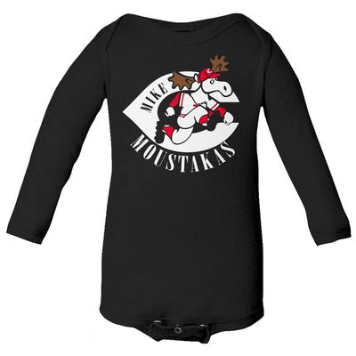 Baku Apparel Cincinnati Fans Mike Moose Old Logo Little Infant Baby Long Sleeve Bodysuit (Black, 18M)