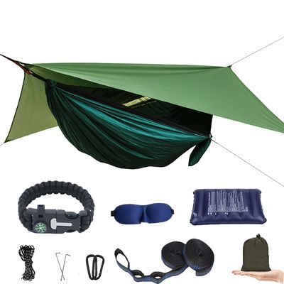 Camping Hammock with Mosquito Net and Rain Fly - Travel Hammock Bug Net - Hammock Tent for Outdoor Hiking Backpacking Travel Camping Accessories and Camping Gear