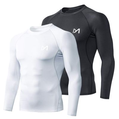 MEETYOO Men's Compression Shirt, Black+White, Large