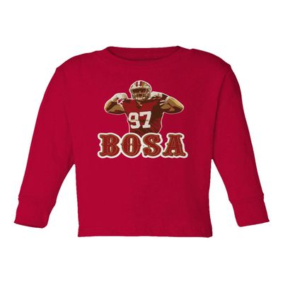 Baku Apparel San Francisco Fans Nick Bosa Bosa PIC Little Kids Girls Boys Long Sleeve Toddler T-Shirt (Red, 2T)