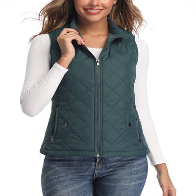 LONGKING Women's Vest - Stand Collar Lightweight Zip Quilted Vest for Women