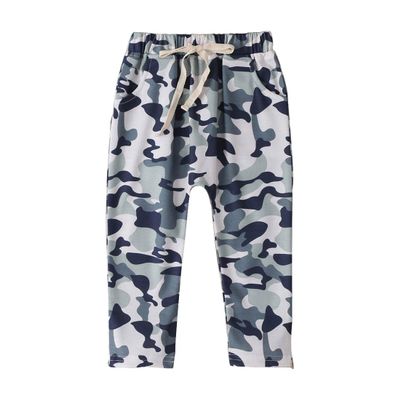EISHOW Infants Little Boys Cotton Pants Cartoon Camouflage Trousers Toddler Joggers Elastic Waist Drawstring Sweatpants with Pockets (Cotton Gray, 3-4 Years)