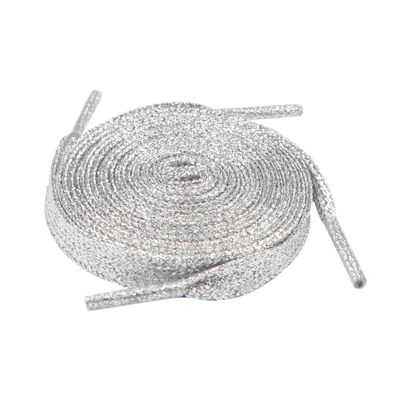 5Chaos Glitter Metallic Sparkle Shoelaces, Sparkly Shiny Shoe Laces for Women Kids Girls Men, Fun Funky Shoestring with Aglets 1Pair (59" (150CM), Metallic Silver)