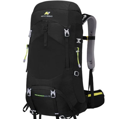 N NEVO RHINO Internal Frame Hiking Backpack 50/60/65/70/80L, Mountain Climbing Camping Backpack Daypack Waterproof Rain Cover